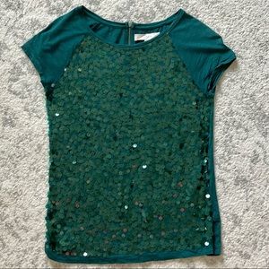 Deep Green Sequin Tee